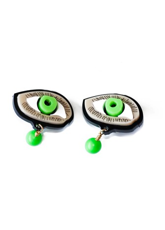 BIG GREEN DOLL EYES EARRINGS