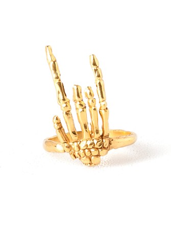 SKELETON HAND RING GOLD