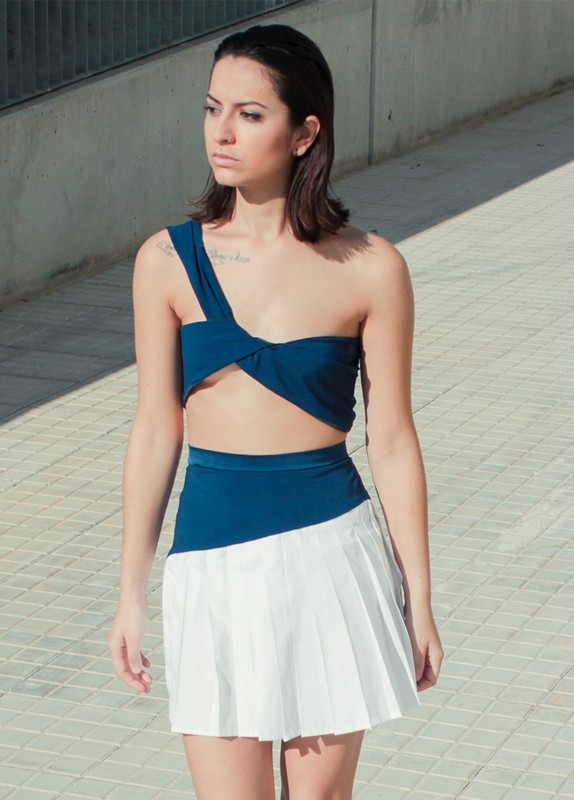 TWO-TONE PLEATED SKIRT