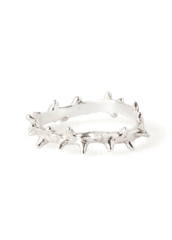 CROWN OF THORNS RING SILVER