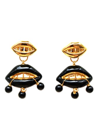 DOUBLE ONYX KISS EARRINGS