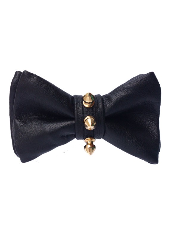 BLACK LEATHER BOW-TIE