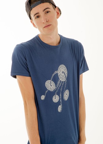 NAVY BLUE BIKE SPOKETS T-SHIRT