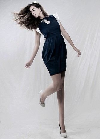 NAVY GABARDINE DRESS